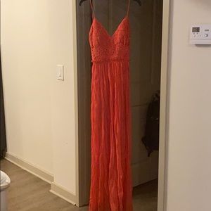 MarineBlu backless crochet watermelon maxi dress